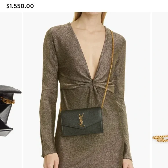 YSL Black Clutch with Gold chain - Picture 10 of 10